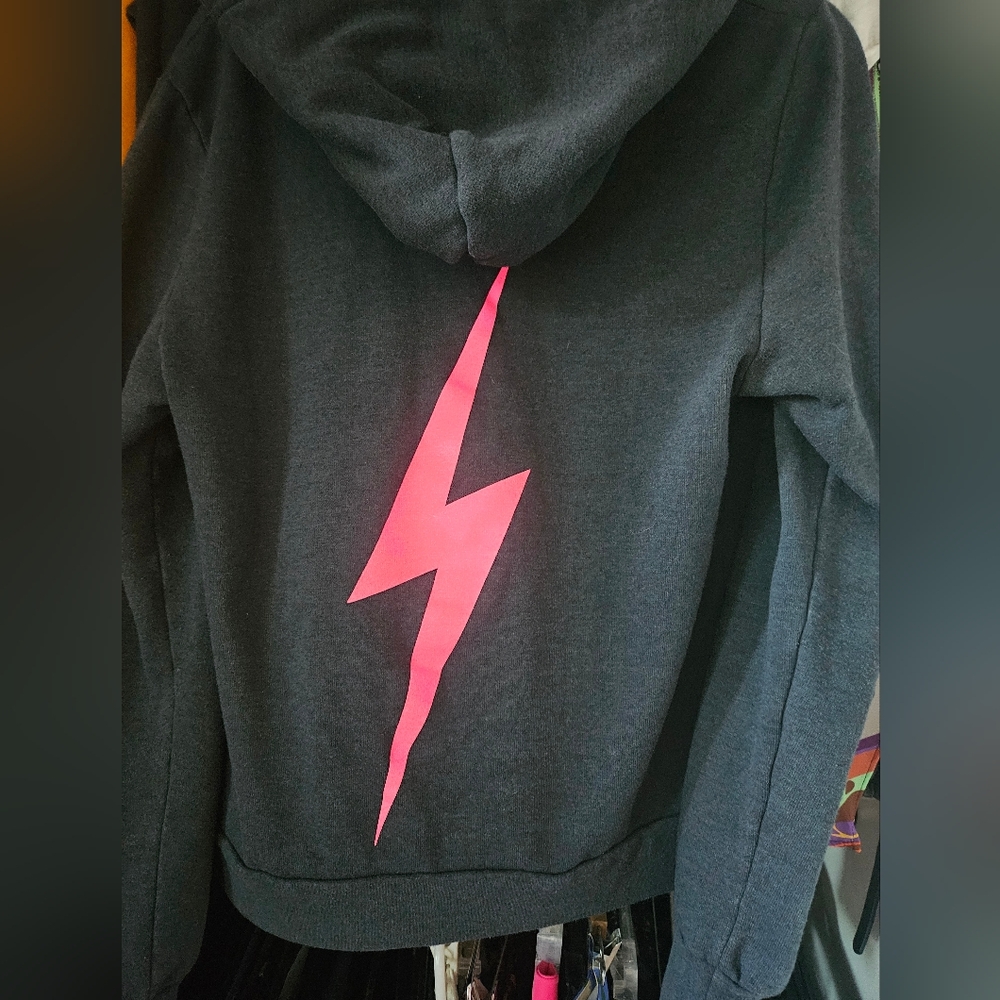 Aviator Nation zip up hoodie Charcoal Neon Pink 🩷🖤